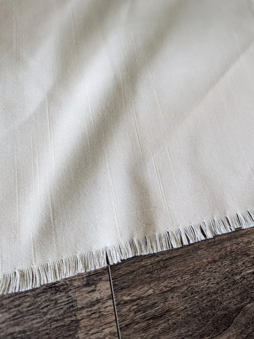 VTG Rose Cross Stitch Linen Tablecloth 84x55 Cream Fringe Cottagecore 80s